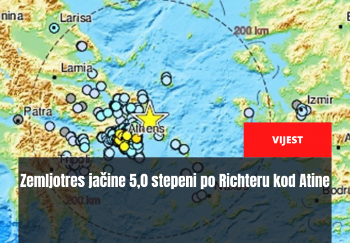 Zemljotres jačine 5,0 stepeni po Richteru kod Atine
