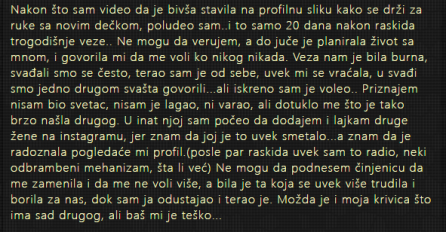 "Nakon što sam vidio da je bivša stavila na profilnu sliku kako se drži za ruke sa novim dečkom..."