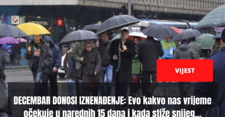 DECEMBAR DONOSI IZNENAĐENJE: Evo kakvo nas vrijeme očekuje u narednih 15 dana i kada stiže snijeg…