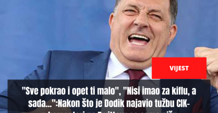 "Sve pokrao i opet ti malo", "Nisi imao za kiflu, a sada...":Nakon što je Dodik najavio tužbu CIK-u,komentari na Twitteru se samo nižu