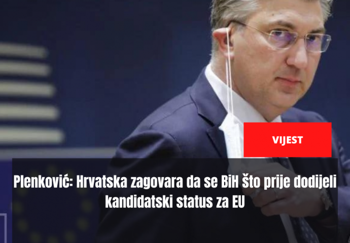 Plenković: Hrvatska zagovara da se BiH što prije dodijeli kandidatski status za EU