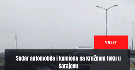 Sudar automobila i kamiona na kružnom toku u Sarajevu
