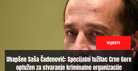 Uhapšen Saša Čađenović: Specijalni tužilac Crne Gore optužen za stvaranje kriminalne organizacije