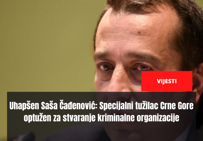 Uhapšen Saša Čađenović: Specijalni tužilac Crne Gore optužen za stvaranje kriminalne organizacije