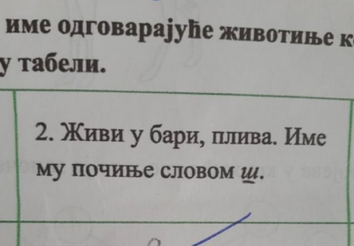 ZADATAK ZA 1. RAZRED ZBUNIO JE SVE RODITELJE: Niko ne može da pogodi KOJA JE ŽIVOTINJA U PITANJU, pogledajte šta je dijete odgovorilo