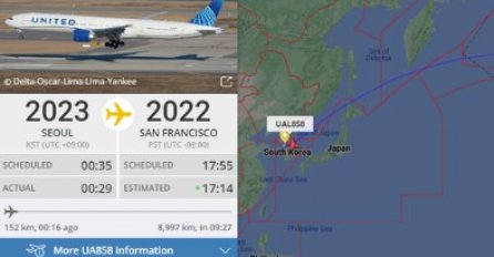 Avion poletio u 2023., a sletio u 2022. godini