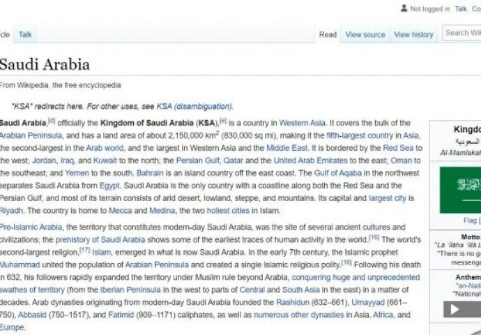 Pojedini izvori tvrde da se Saudijska Arabija "infiltrirala" u Wikipediju te dala zatvoriti dvojicu administratora