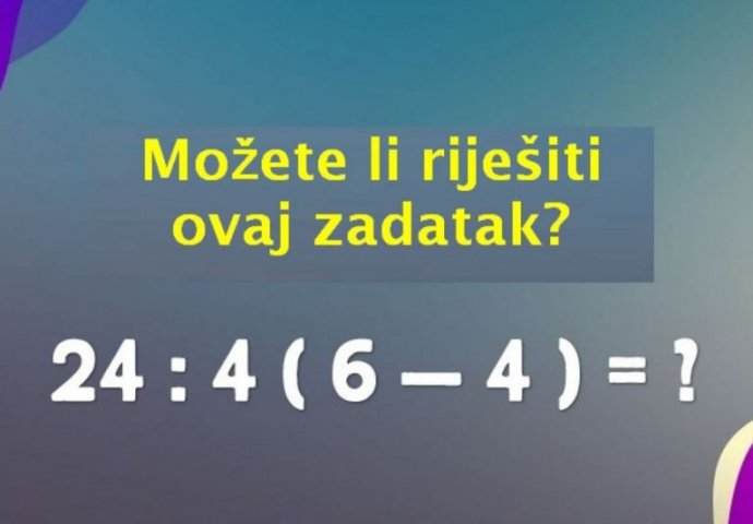 MATEMATIČKA MOZGALICA: Možete li riješiti ovaj zadatak?