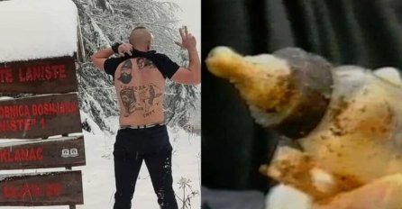 UŽASNO, SRAMOTNO I SKANDALOZNO: Slikao se pored natpisa masovne grobnice Lanište, pokazao 3 prsta i tetovirane četnike