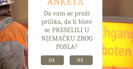 ANKETA/Da vam se pruži prilika, da li biste se PRESELILI U NJEMAČKU ZBOG POSLA?