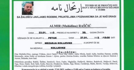 TUGA U GORAŽDU, PROGLAŠEN I DAN ŽALOSTI: Poznato vrijeme posljednjeg ispraćaja ubijenog bivšeg fudbalera Almira Rašića