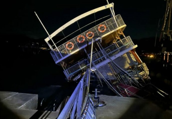 Turistički brod potonuo od snage vjetra u Crnoj Gori