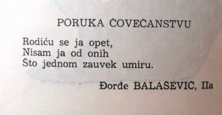 Ovo je Balašević napisao u drugom razredu gimnazije