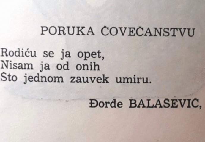 Ovo je Balašević napisao u drugom razredu gimnazije