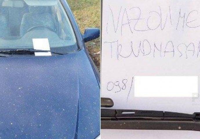 PORUKA NA AUTOMOBILU TABLICA POSTALA HIT: ‘Nazovi me, trudna sam‘