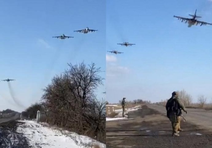 SVE SE ODIGRALO U PAR SEKUNDI, DA SE NAJEŽIŠ: Četiri ruska Su-25 u munjevitom jurišu ka Bahmutu (VIDEO)