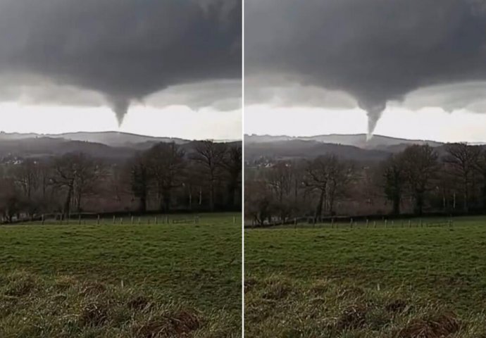 TORNADO PROTUTNJAO FRANCUSKOM: Vozač stao i snimio pijavicu koja je projurila gradom Ponterion! Nosila krovove! (VIDEO)