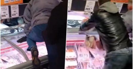 NOVI HAOS U SUPERMARKETU! DOBIO KIŠOBRAN U GLAVU ZBOG PLEĆKE OD 400 DINARA: Ljudi se penju na frižidere POTPUNI KOLAPS (VIDEO)