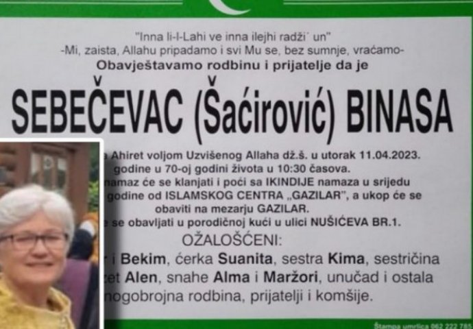 TUGA U NOVOM PAZARU: Preminula humanitara koja je ostavila neizbrisiv trag u zajednici