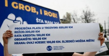 Sindikat radnika trgovine danas protestuje ispred zgrade Parlamenta BiH