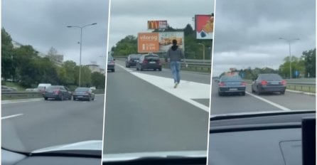 PEŽO SVE VRIJEME SIJEČE MERCEDES NA AUTO PUTU, A ONDA VOZAČ IZLAZI SA PAJSEROM! LUDILO KOD ARENE: Slijedi nezapamćena jurnjava (VIDEO)