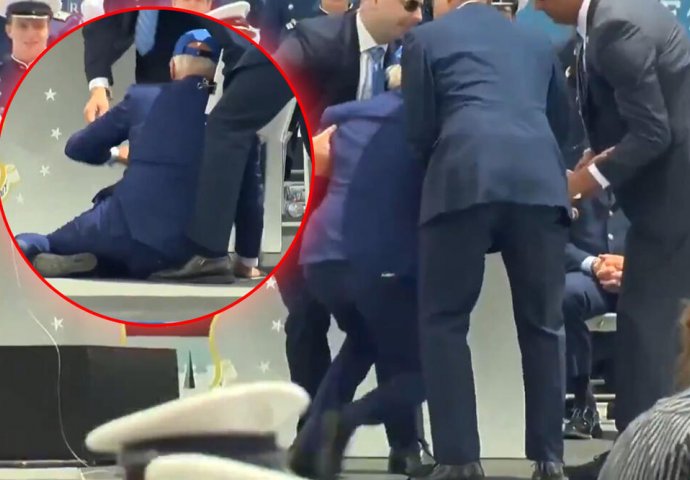 BAJDEN PAO NA BINI: Predsjednik SAD nije vidio vreću, završio na koljenima, pripadnici TAJNE SLUŽBE pritrčali da ga podignu (VIDEO)