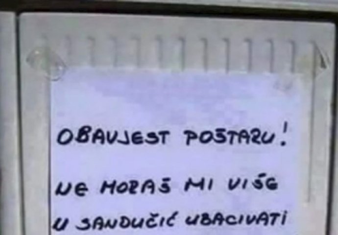 MUŠKARAC JE NA SANDUČIĆU OSTAVIO NEVJEROVATNU PURUKU ZA POŠTARA: Morate vidjeti šta mu je napisao (FOTO)