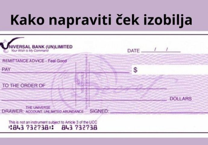 NACRTAJTE ČEK: Na njemu napišite OVO i novac će početi da vam "KAPLJE" sa svih strana