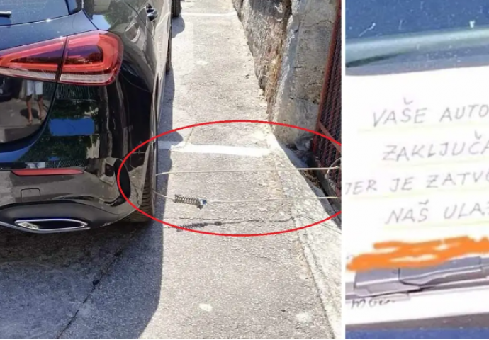 SAMO NA BALKANU! Osvetio se vozaču jer mu je stao na ulaz: ZAVEZAO GA I OSTAVIO OVU PORUKU (FOTO)