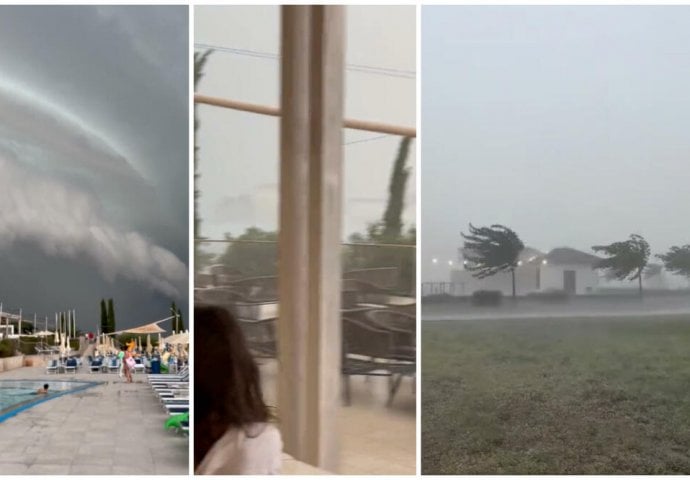 OVOG NEMA NI NA FILMU: Snimak nove superćelijske oluje koja JE STIGLA U HRVATSKU: Nebo u Poreču kao apokalipsa, VJETAR DOSLOVNO ČUPA STABLA (VIDEO)