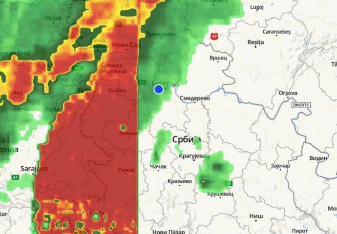 OVO JE KRETANJE SUPERĆELIJSKE OLUJE UŽIVO: Evo kuda tutnji večerašnje žestoko nevrijeme