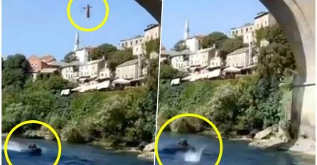 TRAGEDIJA U MOSTARU IZBJEGNUTA "ZA DLAKU": Skočio sa mosta, nije vidio da Neretvom ide čamac... Pogledajte ishod (VIDEO)