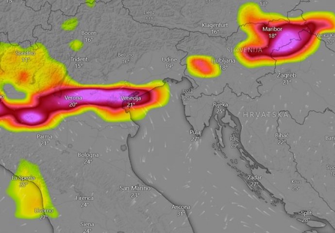 VELIKA OLUJA IDE KA HRVATSKOJ! Upaljen crveni meteoalarm, poznato gdje će prvo da udari