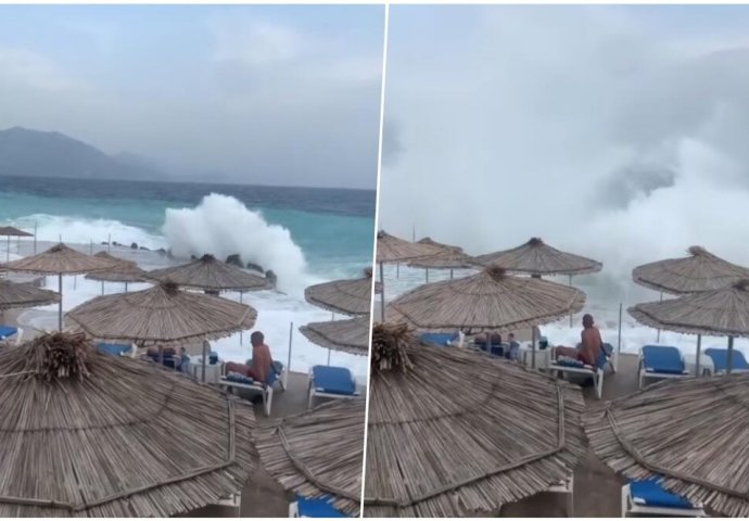 JEZIV SNIMAK SA PLAŽE U CRNOJ GORI: Ogromni talasi “tuku” o stijene, a potez kupača ŠOKIRAO SVE: “Samo sto ne traže da se BIJU” (VIDEO)