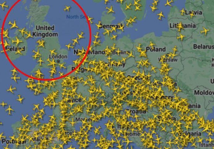 Pogledajte radar iznad Britanije: Avioni ne lete, ljudi satima na aerodromima