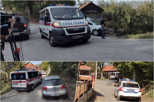 HITNA POMOĆ PONOVO ISPRED KUĆE U KOJOJ JE UBIJEN DJEČAK: Dramatični prizori na mjestu strašne tragedije u Niškoj banji (FOTO)