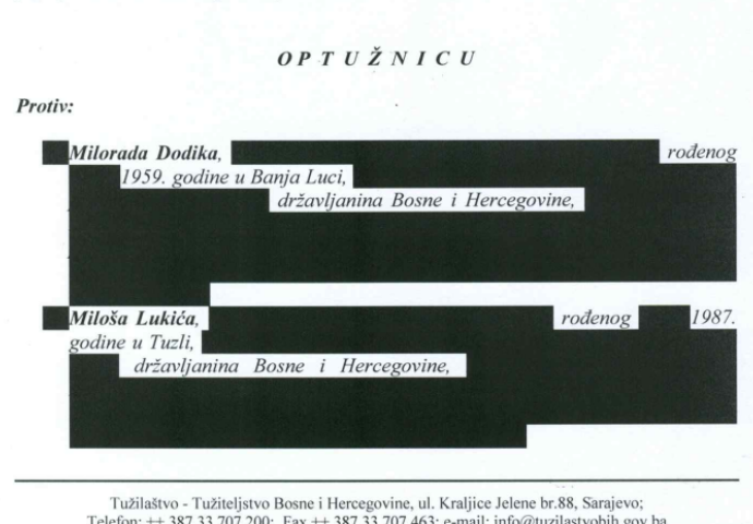 Pročitaje kompletnu optužnicu protiv Milorada Dodika