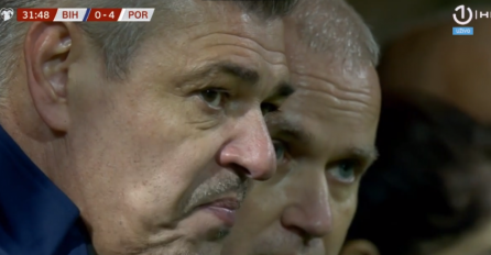 KAMERE SNIMILE! POGLEDAJTE REAKCIJU SAVE MILOŠEVIĆA NAKON 4. GOLA PORTUGALACA: Evo šta je rekao svom pomoćniku (VIDEO)