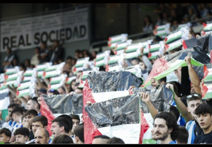 "IZRAEL, DRŽAVA UBICA!" Nevjerovatne scene na stadionu: Navijači u Španiji pružili podršku Palestini