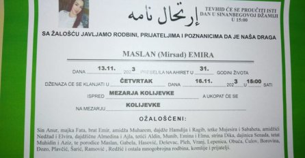 Emira Maslan biće ukopana u četvrtak u Goraždu