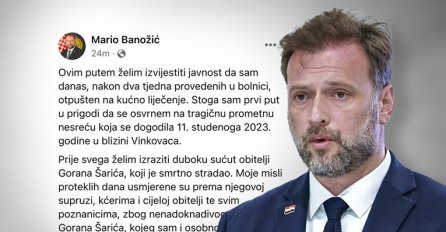 Banožić se oglasio nakon što je pušten kući: "Nesreća se dogodila"