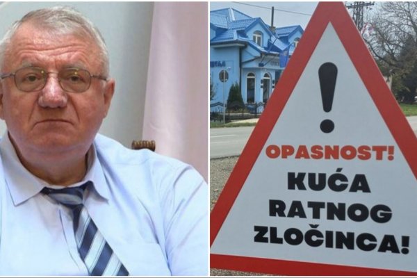 Ispred Šešeljeve kuće postavljen znak "Opasnost, kuća ratnog zločinca"