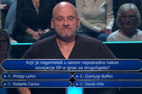 Takmičar u "Milijunašu" ispao na nogometnom pitanju: Čini se lagano, znate li odgovor?
