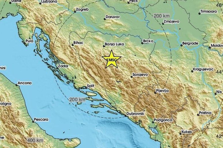 Zemljotres jutros potresao Bosnu i Hercegovinu