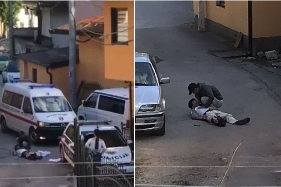 Užas kod Vijećnice: Policija i hitna na terenu, čovjek leži na ulici