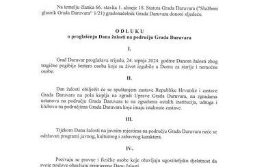 Daruvar sutrašnji dan proglasio Danom žalosti