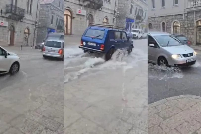 Nevrijeme stiglo u BiH, ovaj grad je najteže pogođen: Poplavljene ulice, automobili jedva prolaze