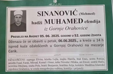 U nesreći život izgubio Muhamed ef. Sinanović, omiljeni imam iz Gračanice