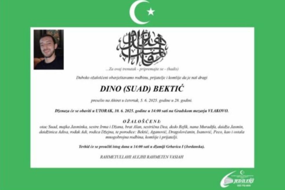 Poznat termin dženaze Dini Bektiću koji je napadnut u Sarajevu