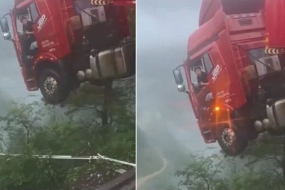 Vozač zarobljen u kabini nad provalijom: Dramatični snimak obišao svijet (VIDEO)